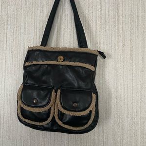 Black pocketbook with fur